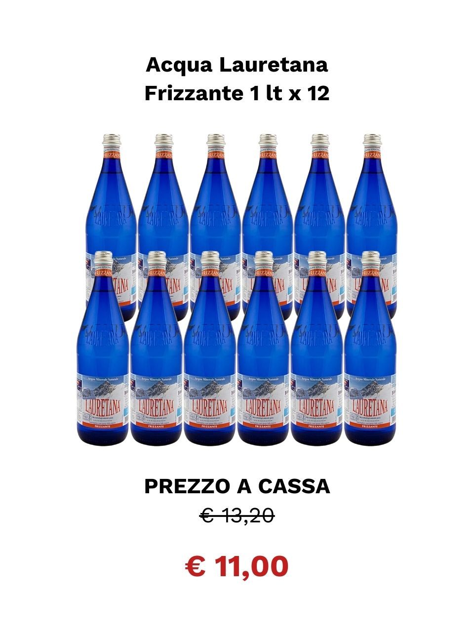 Acqua Lauretana Frizzante da 1L x 12. Acqua a domicilio Roma.