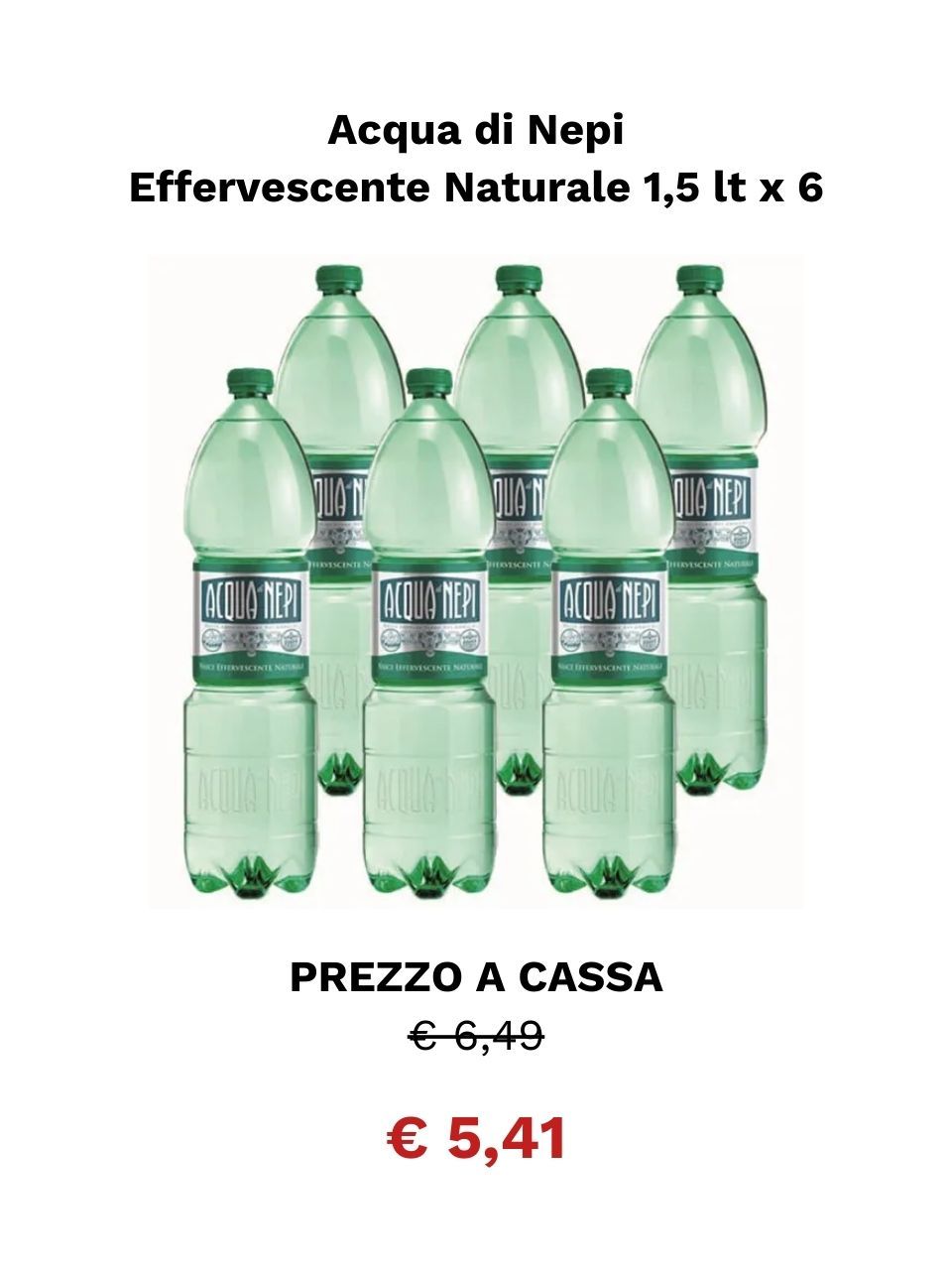 Acqua di Nepi Effervescente Naturale. Acqua a domicilio Roma.