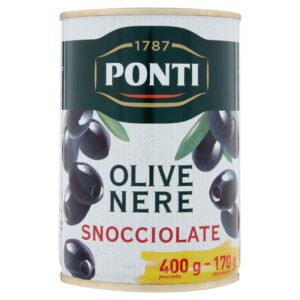Olive Nere Denocciolate Ponti in Salamoia 400 gr. - sgocciolato 170 gr.