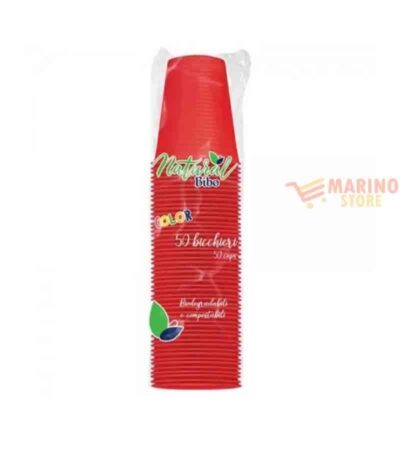 Bibo 50 Bicchieri Bioplastica Rossi 200 cc