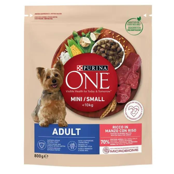 One Cibo per Cani Mini Adult Manzo e Riso 800 g