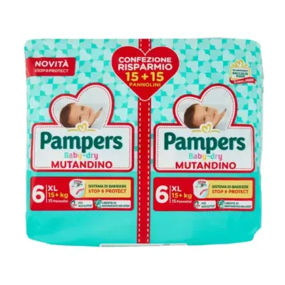 Pampers Baby Dry Mutandine per Doppia Protezione XL x 30
