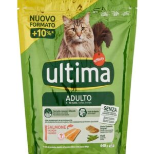 Ultima Cibo per Gatto Adulto Croccantini Salmone e Riso 440 GR