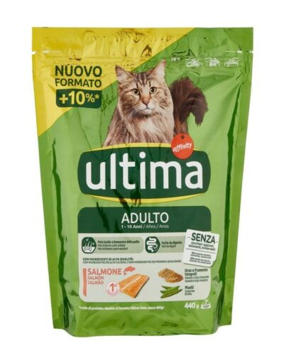 Ultima Cibo per Gatto Adulto Croccantini Salmone e Riso 440 GR