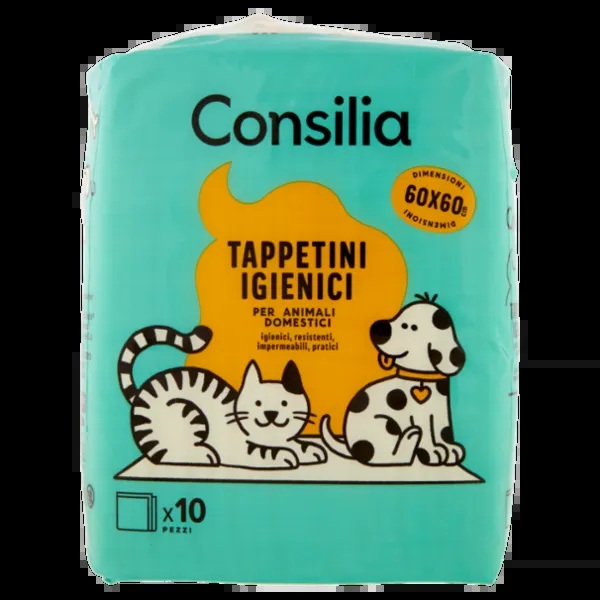 2489-consilia-tappetini-igienici-10-pz-60-x-60-cm Consilia Tappetini igienici 10 pz 60 x 60 cm - immagine 1