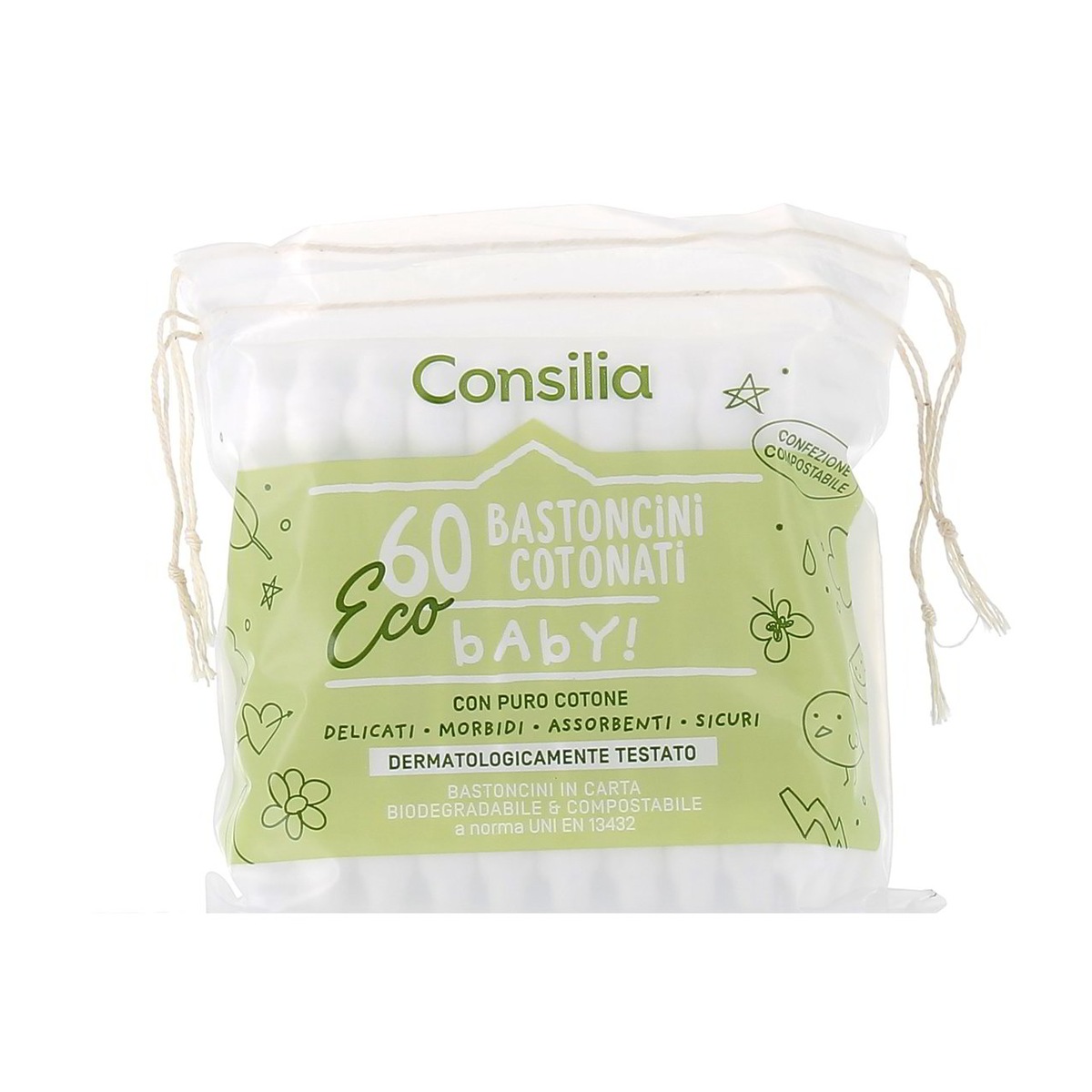 Consilia-Bastoncini-Cotone-Baby-Bianchi-x-60-Eco Consilia Bastoncini Cotone Baby Bianchi x 60 Eco - immagine 1