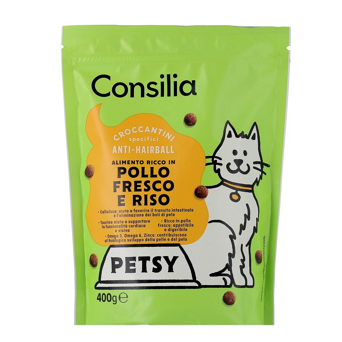 Consilia-Crocchette-Gatto-Hairball-Pollo-Riso-400-g Consilia Crocchette Gatto Hairball Pollo/Riso 400 g - immagine 1