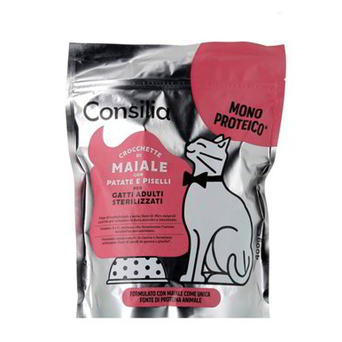 Consilia-Crocchette-Gatto-Monoproteico-Maiale-400-g Consilia Crocchette Gatto Monoproteico Maiale 400 g - immagine 1