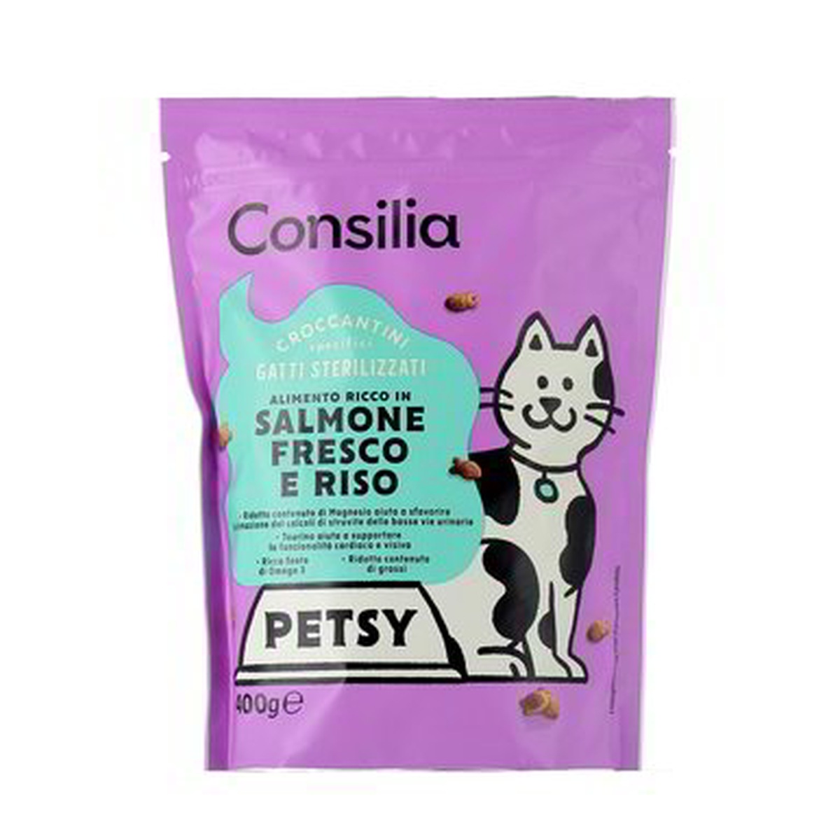 Consilia-Crocchette-Gatto-Sterilizzato-Salmone-Riso-400-g Consilia Crocchette Gatto Sterilizzato Salmone/Riso 400 g - immagine 1