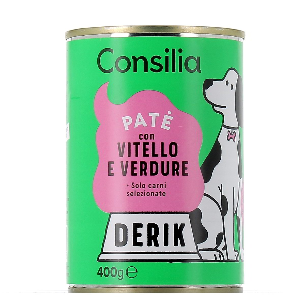 Consilia-Derik-Pate-Vitello-e-Verdure-400-g Consilia Derik Paté Vitello e Verdure 400 g - immagine 1