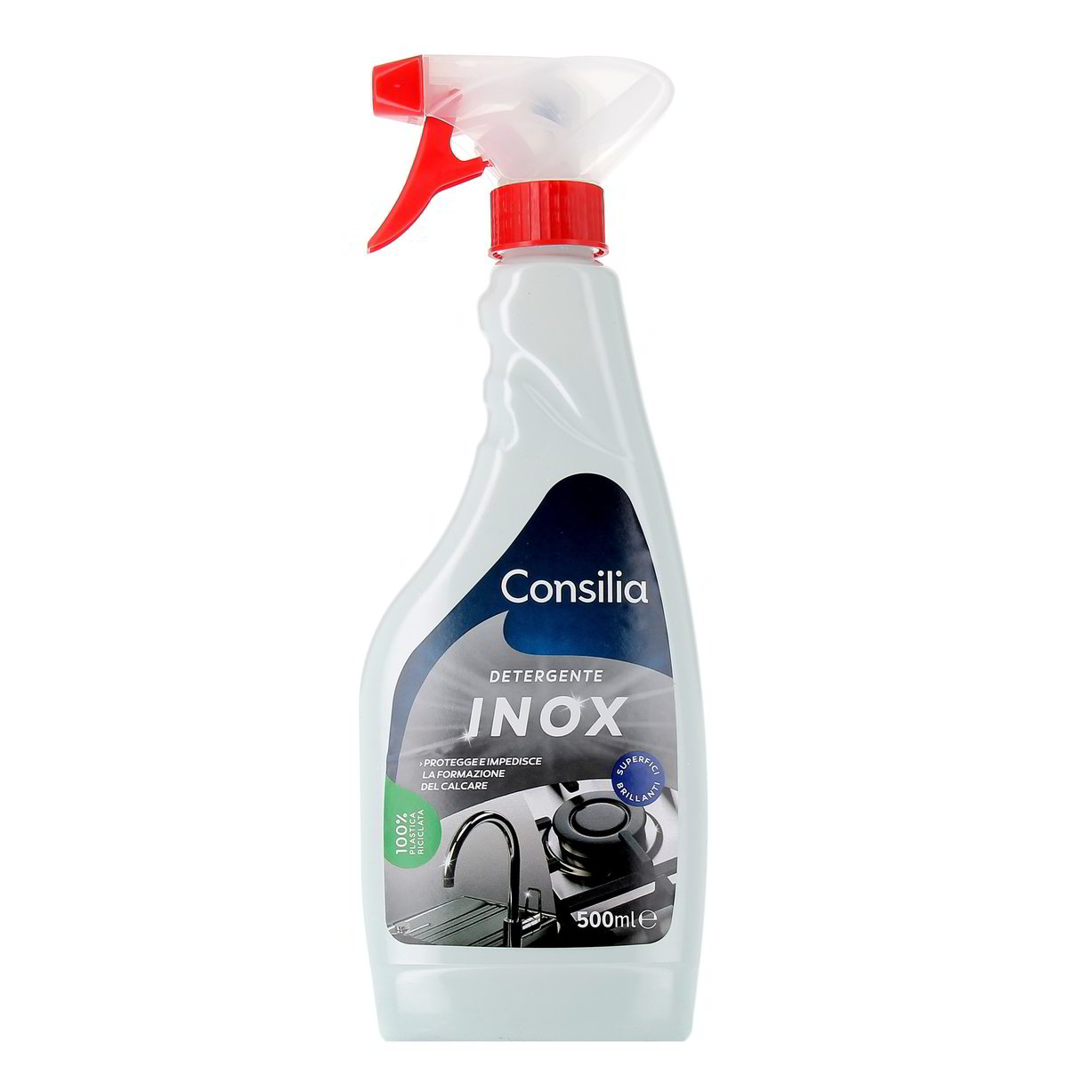 Consilia-Detergente-Acciaio-Inox-Spray-500-ml Consilia Detergente Acciaio Inox Spray 500 ml - immagine 1