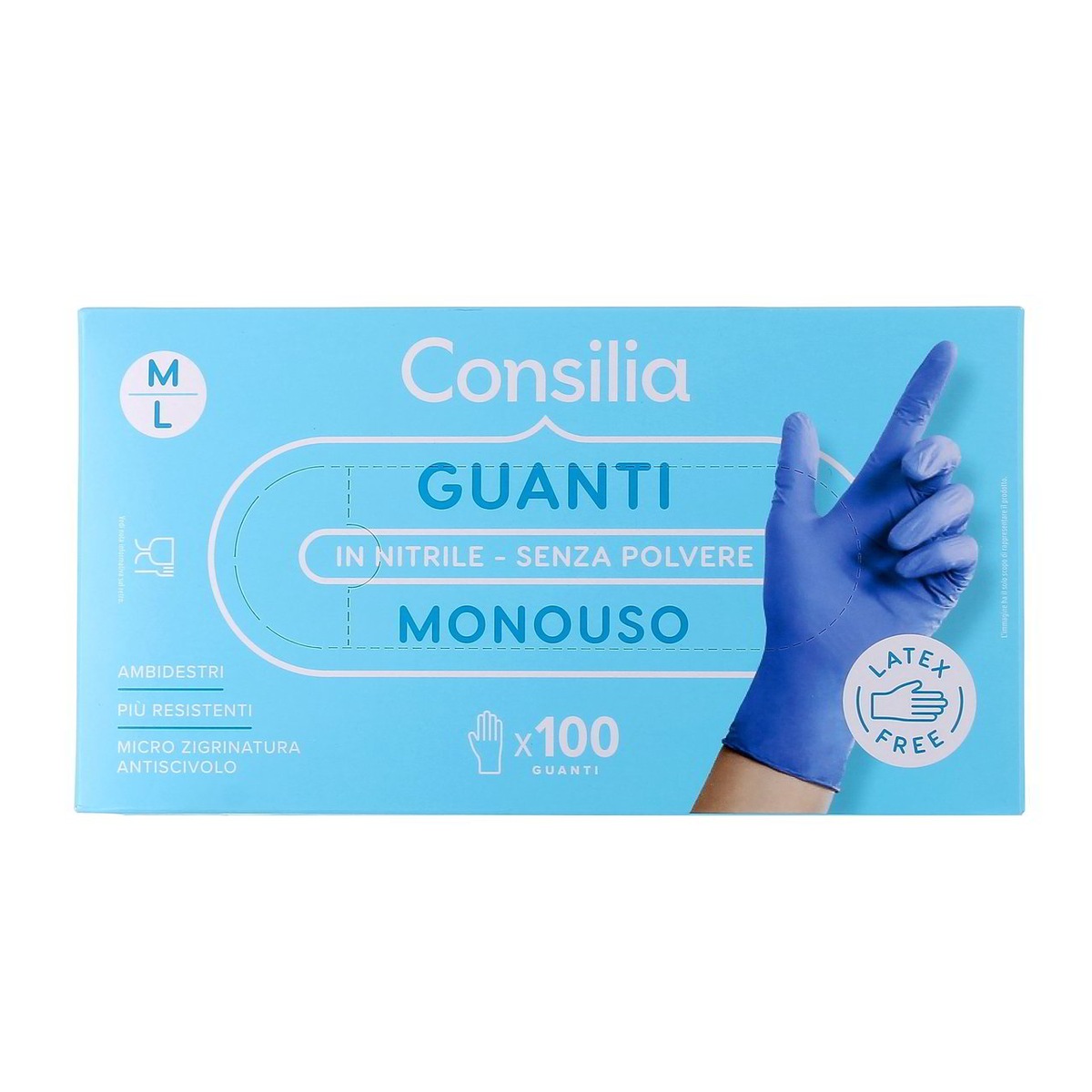 Consilia-Guanti-Monouso-in-Nitrile-M-L-x-100 Consilia Guanti Monouso in Nitrile M/L x 100 - immagine 1