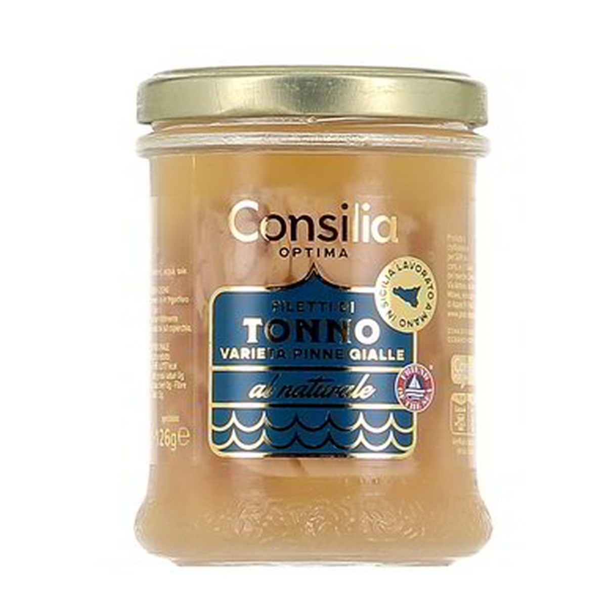 Consilia-Optima-filetti-di-tonno-al-naturale-vetro-180-126-g Consilia Optima filetti di tonno al naturale vetro 180/126 g - immagine 1