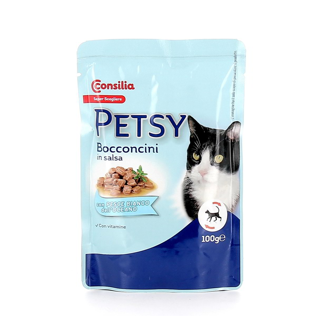 Consilia-Petsy-bocconcini-pesce-bianco-100-g Consilia Petsy bocconcini pesce bianco 100 g - immagine 1
