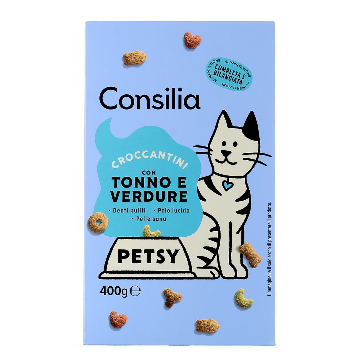 Consilia-Petsy-bocconcini-pesce-bianco-e-tonno-400-g Consilia Petsy bocconcini pesce bianco e tonno 400 g - immagine 1