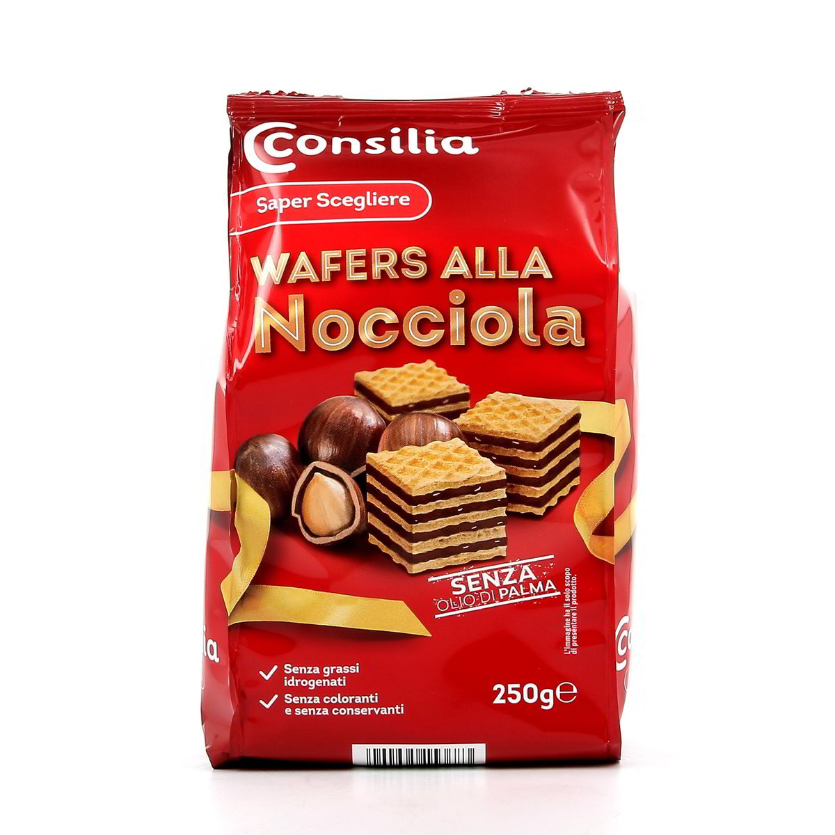 Consilia-Quadrotti-Wafer-alla-Nocciola-250-g Consilia Quadrotti Wafer alla Nocciola 250 g - immagine 1