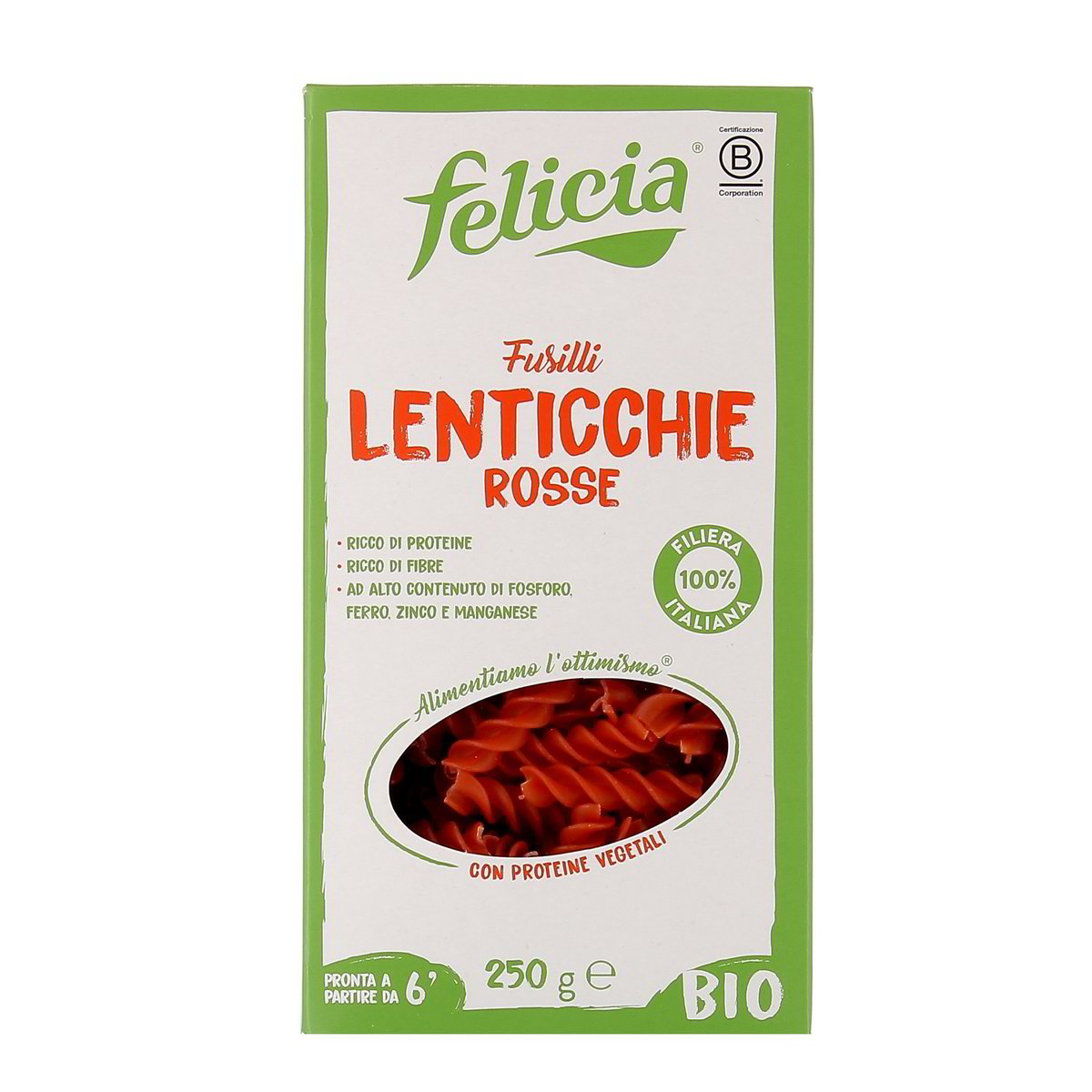 Felicia-Fusilli-Lenticchie-Rosse-Bio-250-g Felicia Fusilli Lenticchie Rosse Bio 250 g - immagine 1