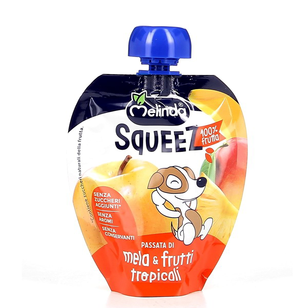 Melinda-Squeez-Mela-e-Frutti-Tropicali-90-g Melinda Squeez Mela e Frutti Tropicali 90 g - immagine 1