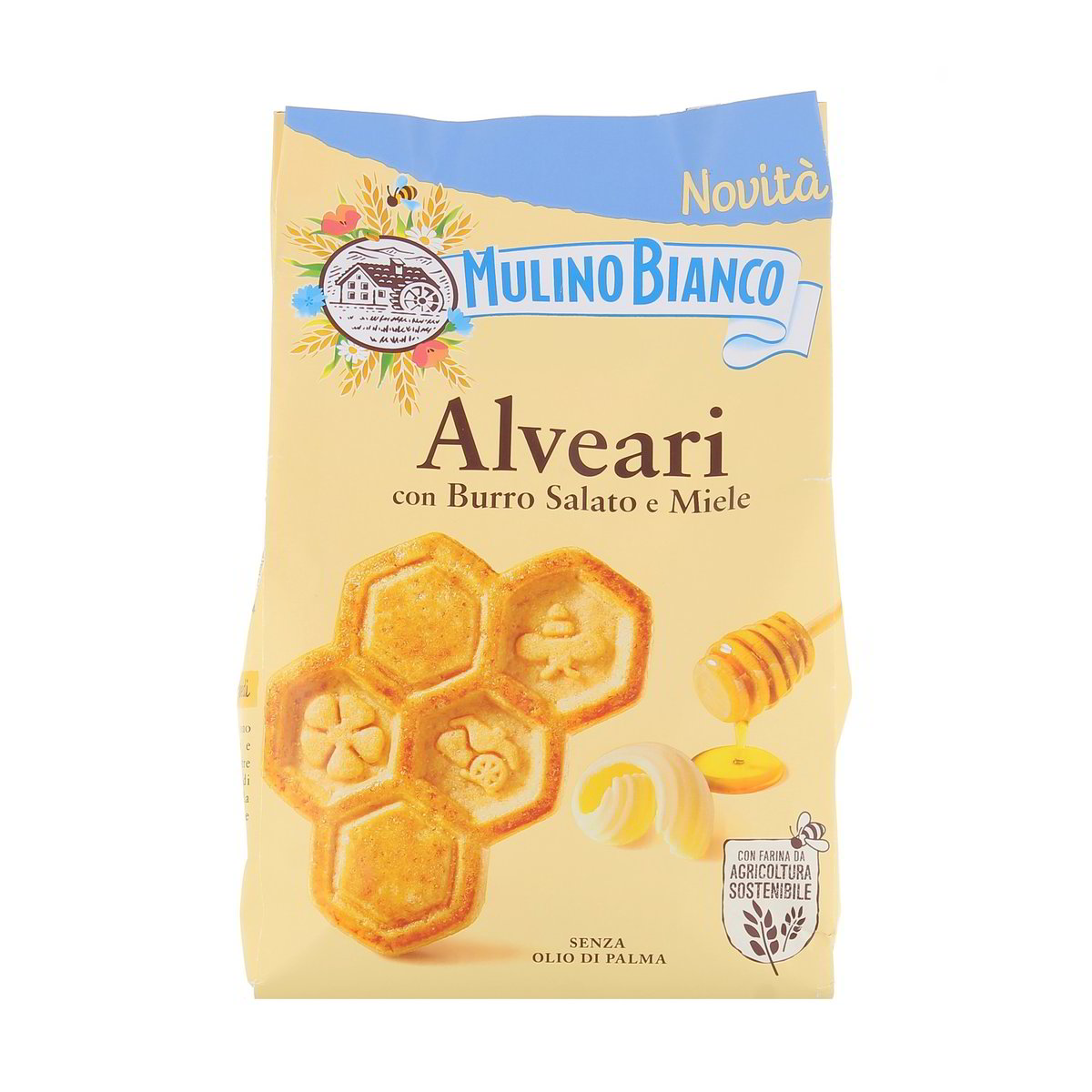 Mulino-Bianco-Biscotti-Alveari-Burro-Salato-Miele-300-g Mulino Bianco Biscotti Alveari Burro Salato/Miele 300 g - immagine 1