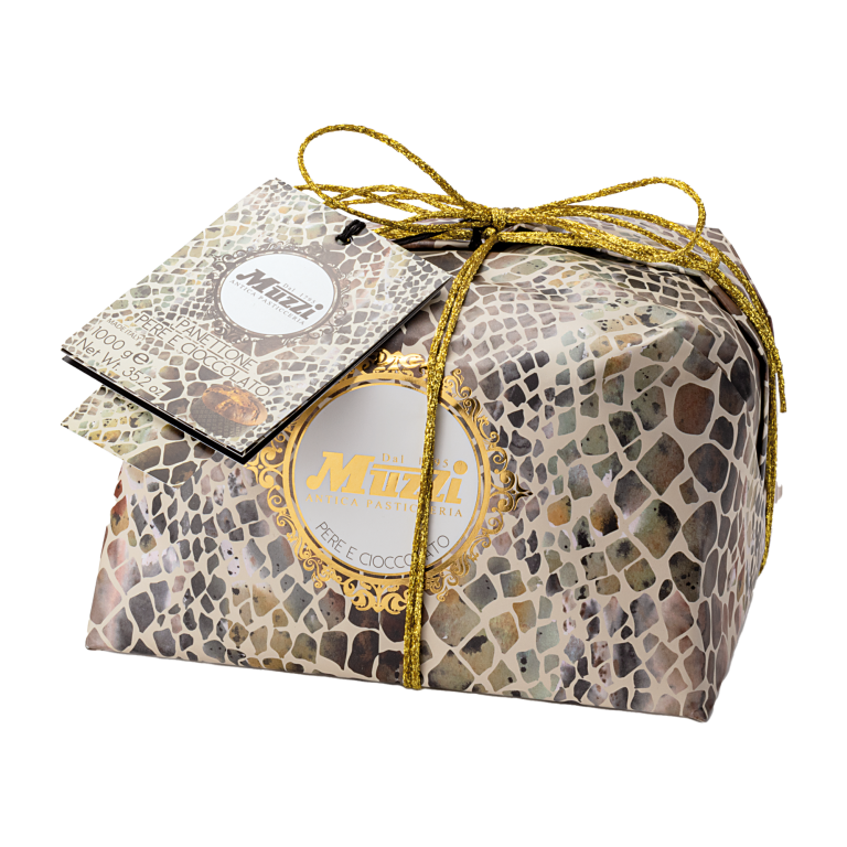 Muzzi Panettone Pere e Cioccolato Incarto Animalier - 1 kg