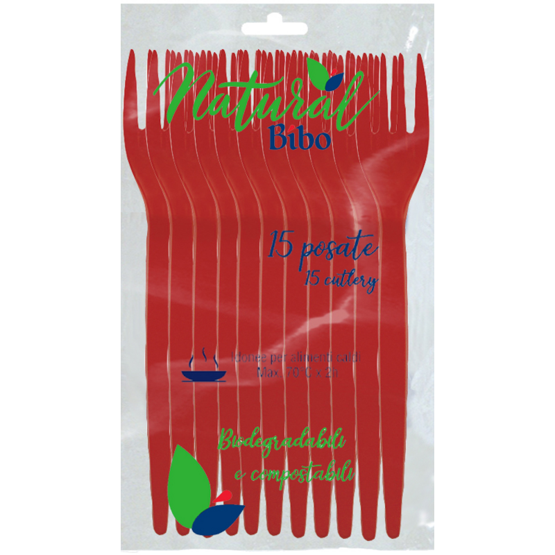Bibo 15 Forchette Bioplastica Rosse Bibo 15 Forchette Bioplastica Rosse