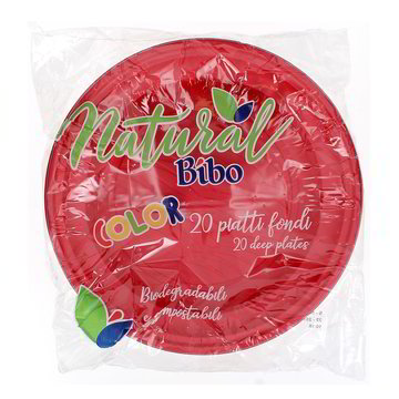 Bibo 20 Piatti Bioplastica Fondi Rossi 21,5 cm