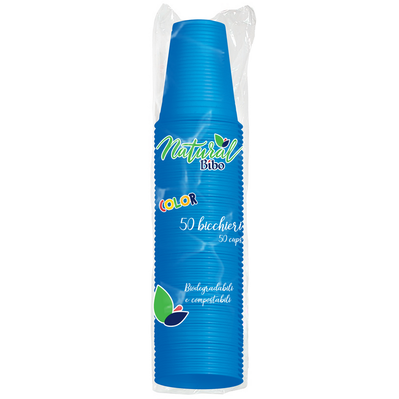 Bibo Bicchieri Biodegradabili Azzurri 200 ml x 50 Bibo Bicchieri Biodegradabili Azzurri 200 ml x 50