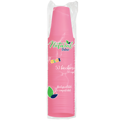 bibo-bicchieri-biodegradabili-rosa-200-ml-x-50 Bibo Bicchieri Biodegradabili Rosa 200 ml x 50 - immagine 1