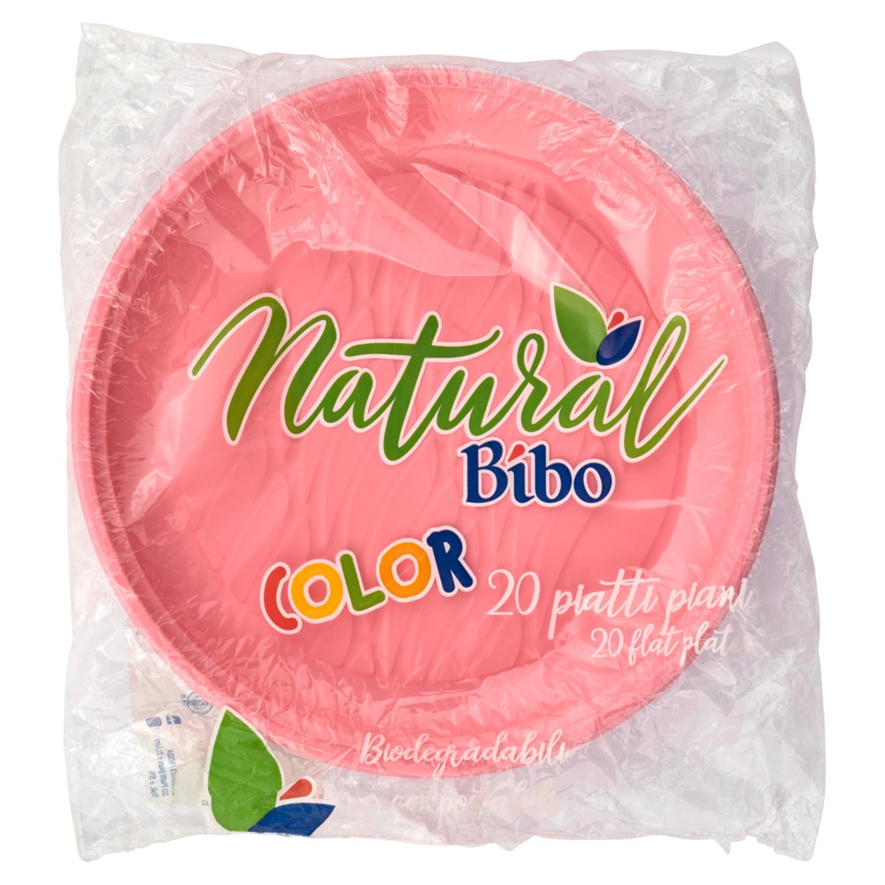 Bibo Piatti Piani Bioplastica Rosa x 20 Bibo Piatti Piani Bioplastica Rosa x 20