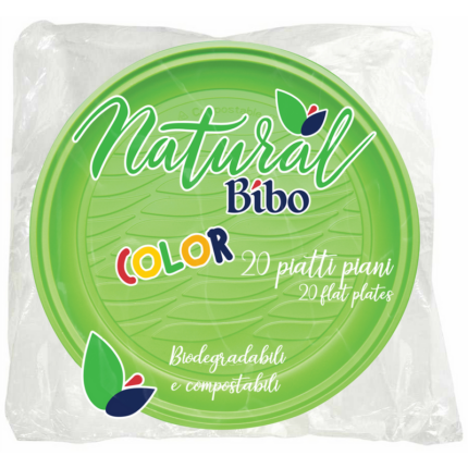 Bibo Piatti Piani Bioplastica Verde x 20