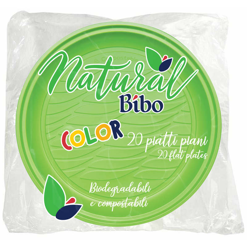 Bibo Piatti Piani Bioplastica Verde x 20 Bibo Piatti Piani Bioplastica Verde x 20