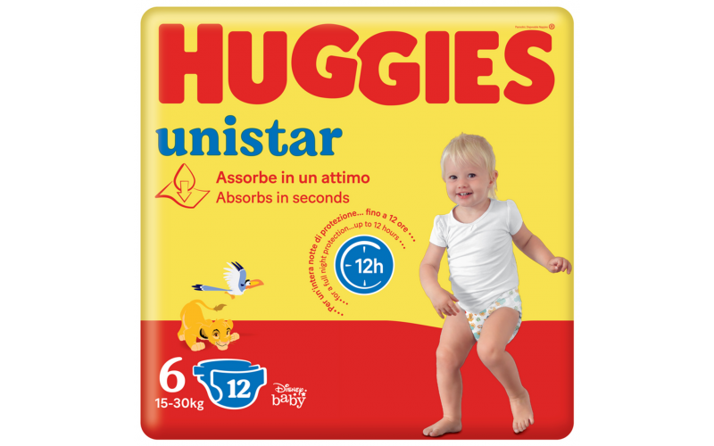 huggies-uni-pannolini-xl-x12-15-30-kg-n-6 Huggies Uni Pannolini XL x12 15/30 kg N. 6 - immagine 1