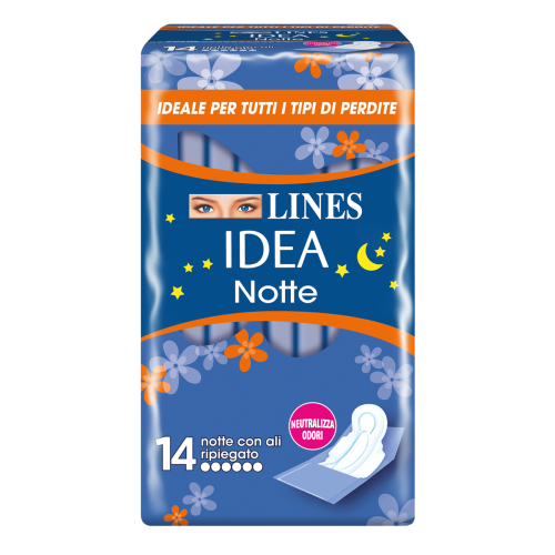 lines-assorbenti-idea-notte-ali-ripiegato-x-14 Lines Assorbenti Idea Notte Ali Ripiegato x 14 - immagine 1