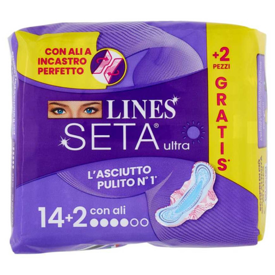 lines-assorbenti-seta-ultra-con-ali-notte-101 Lines Assorbenti Seta Ultra con Ali Notte 10+1 - immagine 1