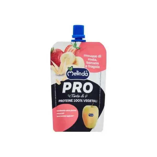 melinda-pro-mela-banana-fragola-doypack-100-g Melinda Pro Mela Banana Fragola Doypack 100 g - immagine 1