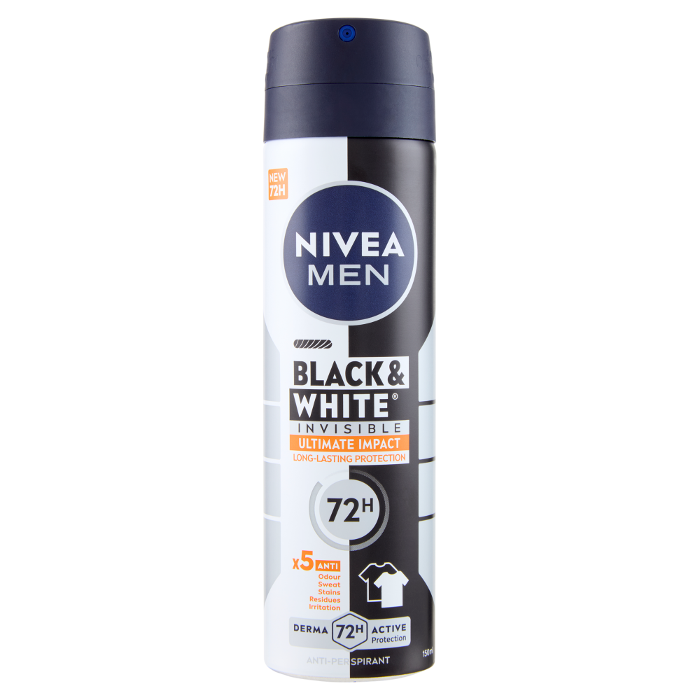 Nivea Black & White Invisible Ultimate Impact Uomo Deodorante Spray 150 ml Nivea Black & White Invisible Ultimate Impact Uomo Deodorante Spray 150 ml