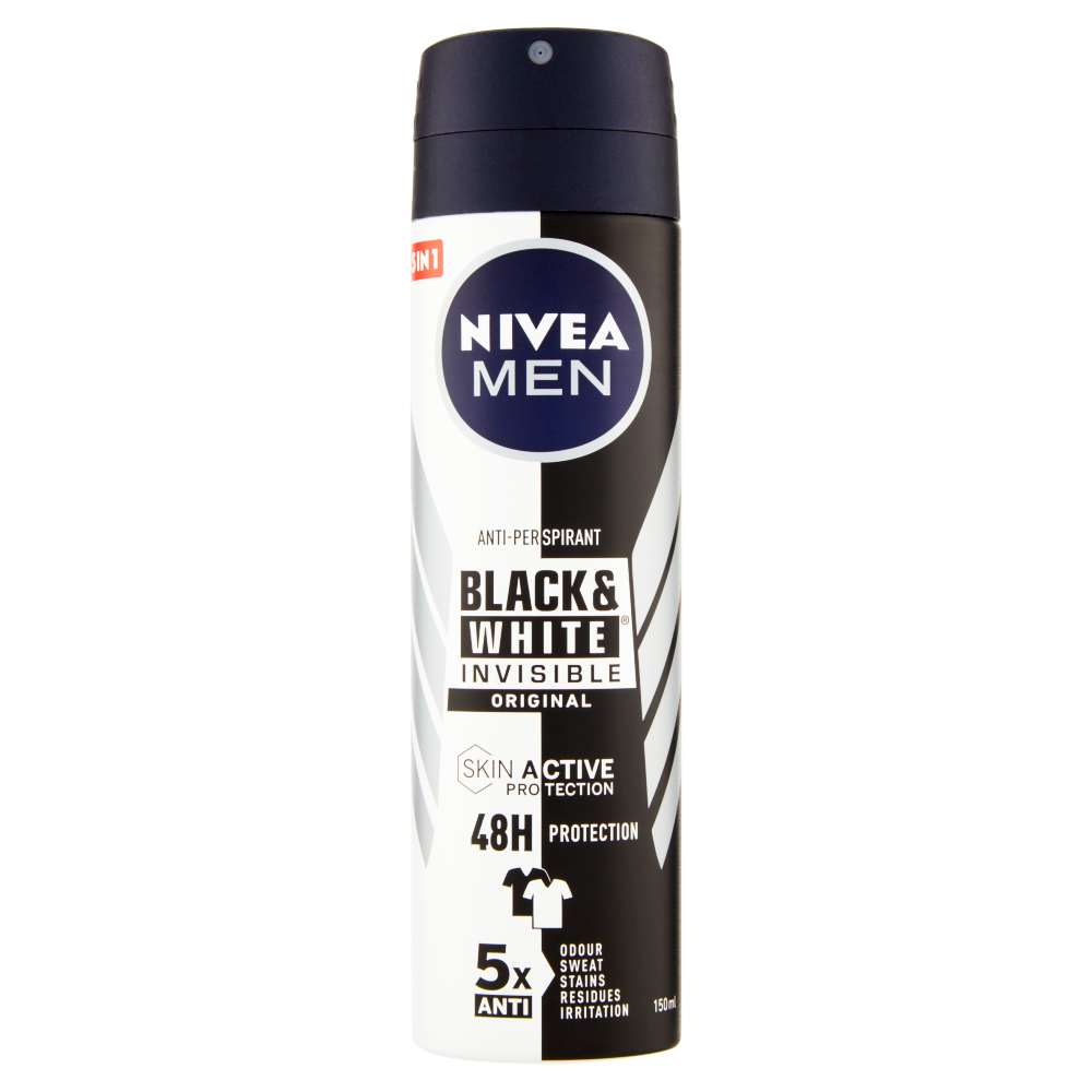 Nivea Men Invisible Black & White Spray, 150 ml Nivea Men Invisible Black & White Spray, 150 ml