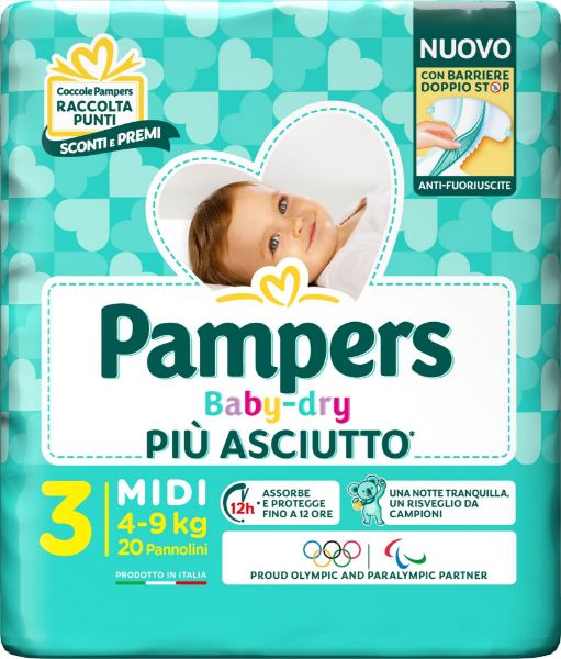 pampers-baby-dry-midi-x-20-n-3 Pampers Baby Dry Midi x 20 N. 3 - immagine 1