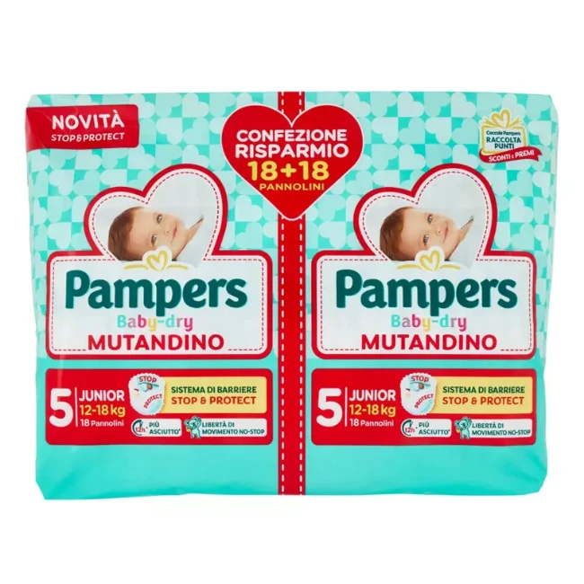 pampers-baby-dry-mutandine-per-doppia-protezione-junior-x-36 Pampers Baby Dry Mutandine per Doppia Protezione Junior x 36 - immagine 1