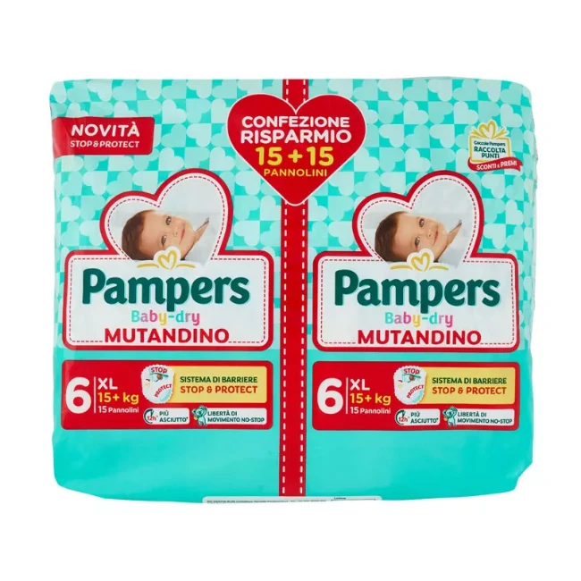 pampers-baby-dry-mutandine-per-doppia-protezione-xl-x-30 Pampers Baby Dry Mutandine per Doppia Protezione XL x 30 - immagine 1