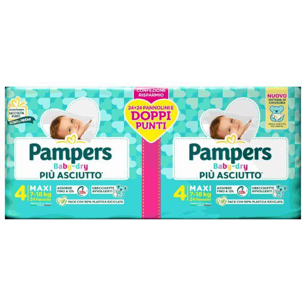 pampers-pannolini-baby-dry-per-doppia-maxi-x48-n-4 Pampers Pannolini Baby Dry per Doppia Maxi x48 n. 4 - immagine 1