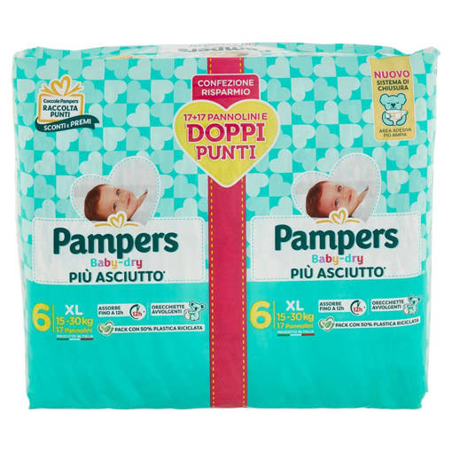 pampers-pannolini-baby-dry-per-doppia-xl-x-34-n-6 Pampers Pannolini Baby Dry per Doppia XL x 34 n. 6 - immagine 1