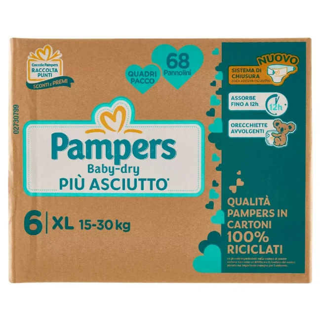 pampers-pannolini-baby-dry-quadri-extra-large-x-68 Pampers Pannolini Baby Dry Quadri Extra Large x 68 - immagine 1