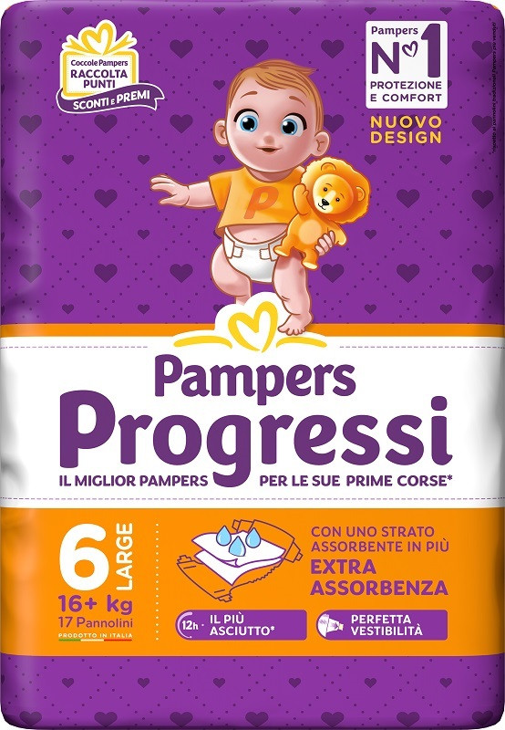 pampers-pannolini-progressi-extra-large-17-pezzi-16-kg-taglia-6 Pampers Pannolini Progressi Extra Large 17 pezzi 16+ kg Taglia 6 - immagine 1