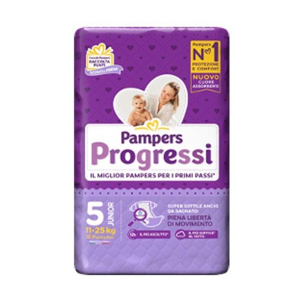 pampers-pannolini-progressi-junior-x18-11-25-kg-n5 Pampers Pannolini Progressi Junior x18 11/25 kg N.5 - immagine 1