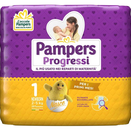 pampers-pannolini-progressi-new-born-x28-2-5-kg-n1 Pampers Pannolini Progressi New Born x28 2/5 kg N.1 - immagine 1