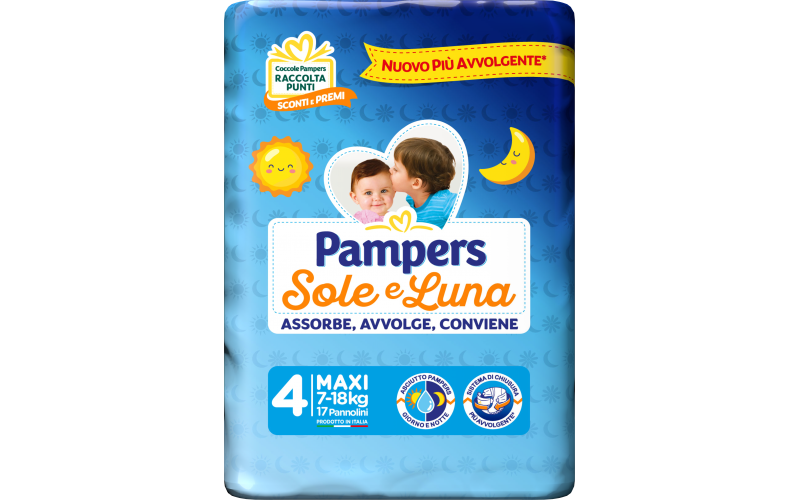 pampers-pannolini-sole-e-luna-maxi-17-pezzi-7-18-kg-n-4 Pampers Pannolini Sole e Luna Maxi 17 Pezzi 7/18 kg N. 4 - immagine 1