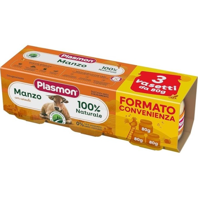 plasmon-omogeneizzato-manzo-3-x-80-g Plasmon Omogeneizzato Manzo 3 x 80 g - immagine 1
