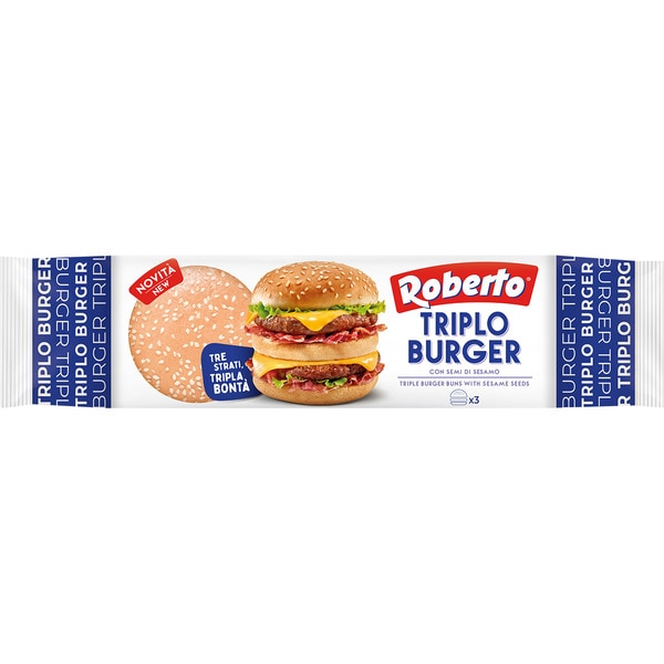 roberto-triplo-burger-con-semi-di-sesamo-240-g Roberto Triplo Burger con Semi di Sesamo 240 g - immagine 1