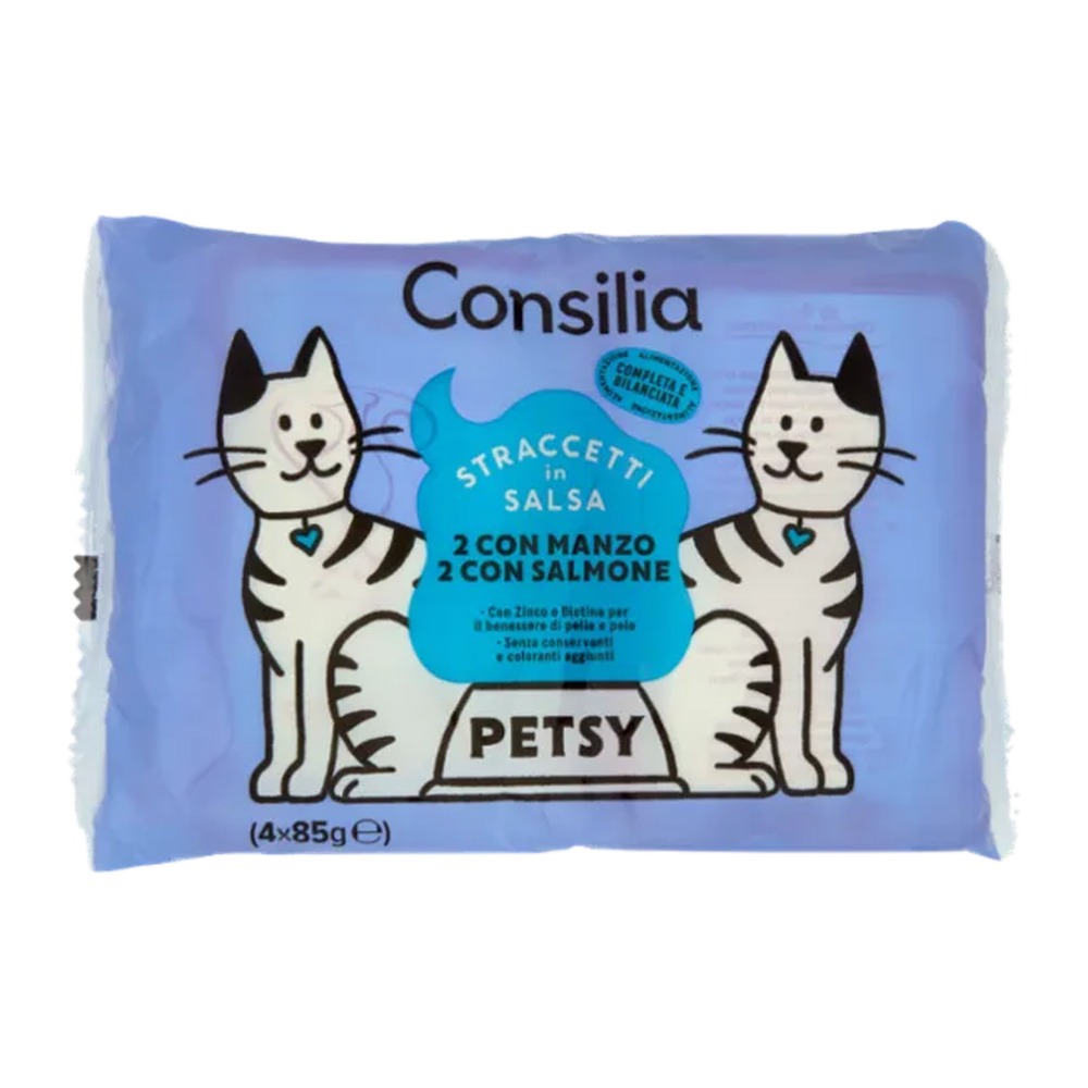 sg_2308_consilia-petsy-straccetti-salmone-manzo-4x85-g Consilia Petsy Straccetti Salmone/Manzo 4 x 85 g - immagine 1